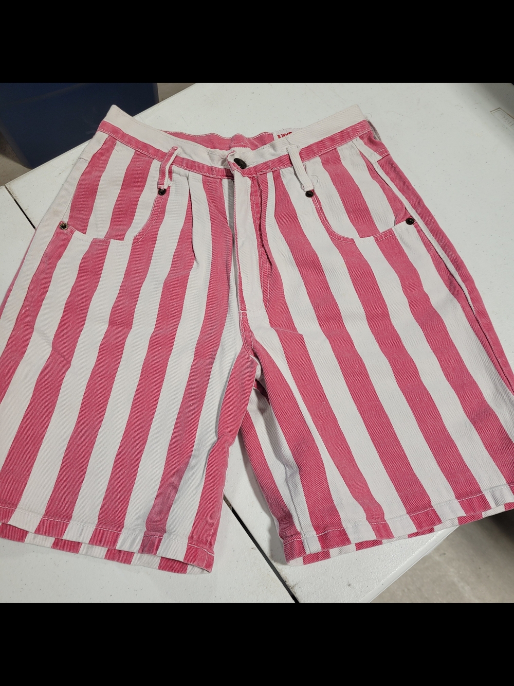 Women’s Pink and White Striped Shorts